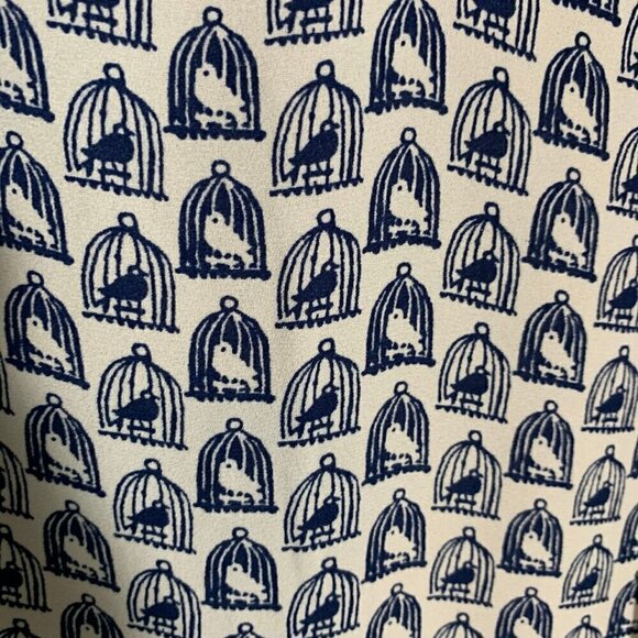 Talbots birds in cages pullover ruffle detail lightweight flowy shirt top blouse - Picture 2 of 10